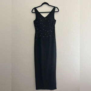 Vintage Speed Fashions Beaded Formal Dress Size Small Black Wedding Guest LBD